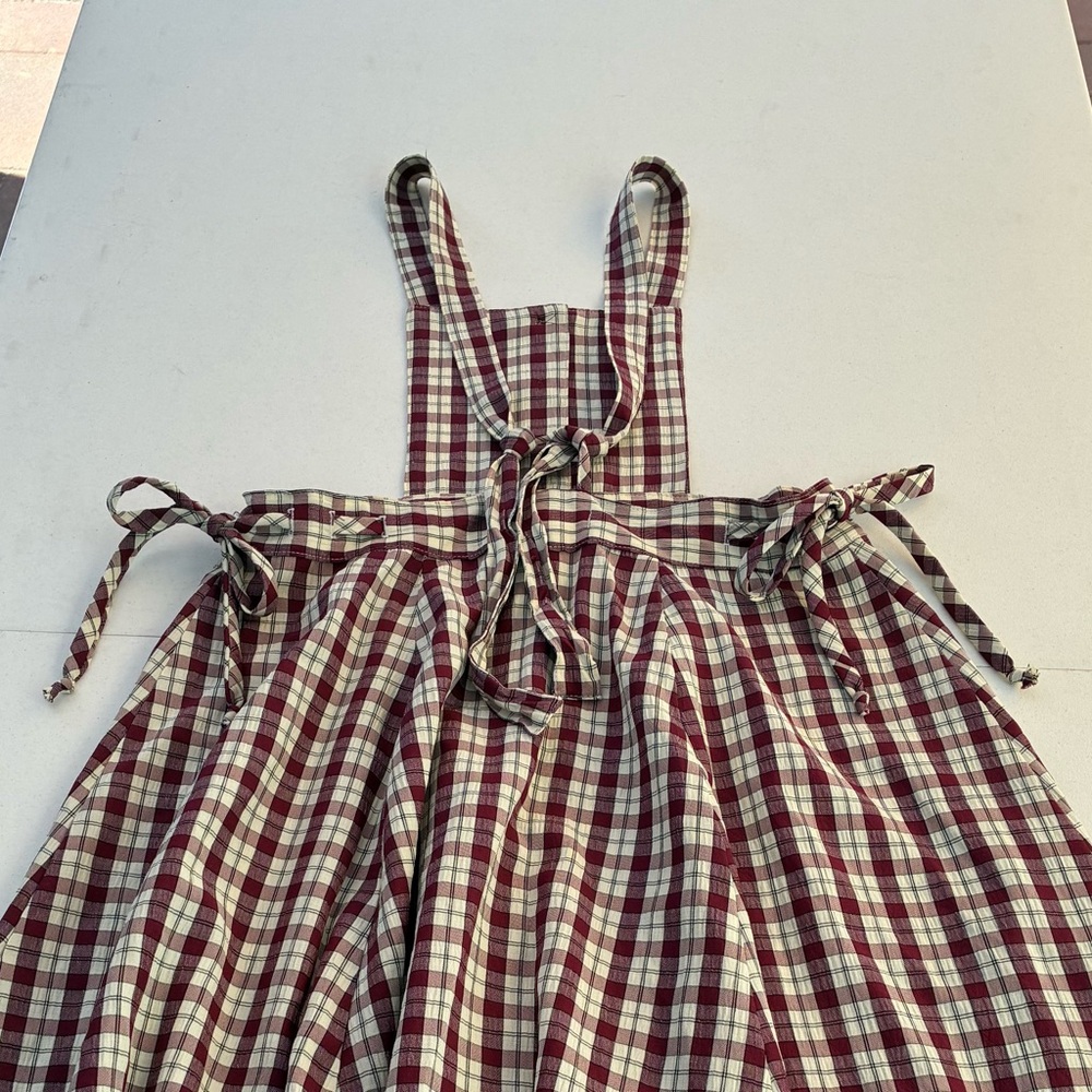 FRIENDS Vintage 90’s Burgundy and Cream Sleeveless Pinafore - Picture 6 of 7